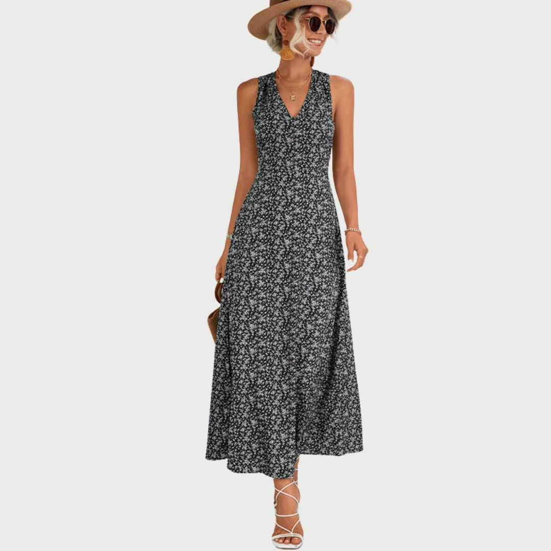 Maxi dress with monochrome print