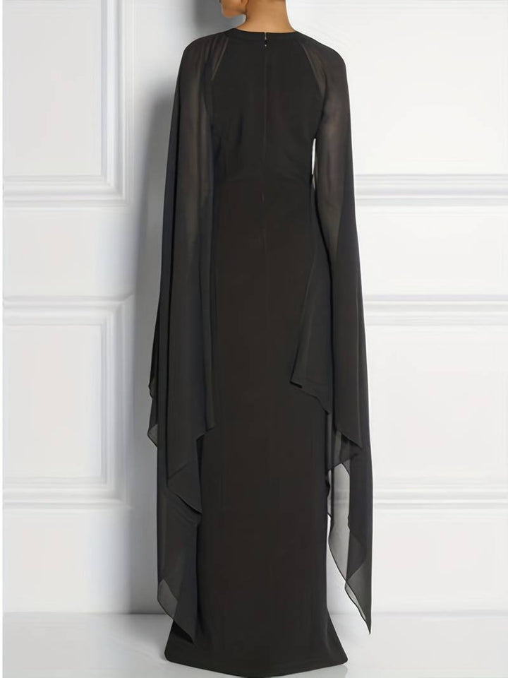 Dress with flowing cape sleeves