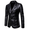 Lapel Leather Suit Jacket for Men