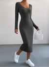 Backless long-sleeved ribbed dress