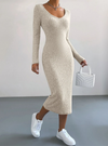 Backless long-sleeved ribbed dress