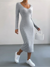 Backless long-sleeved ribbed dress