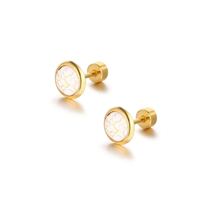 Elegant round cabochon stud earrings