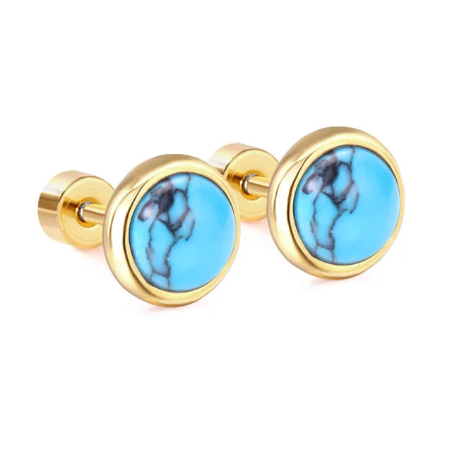 Elegant round cabochon stud earrings