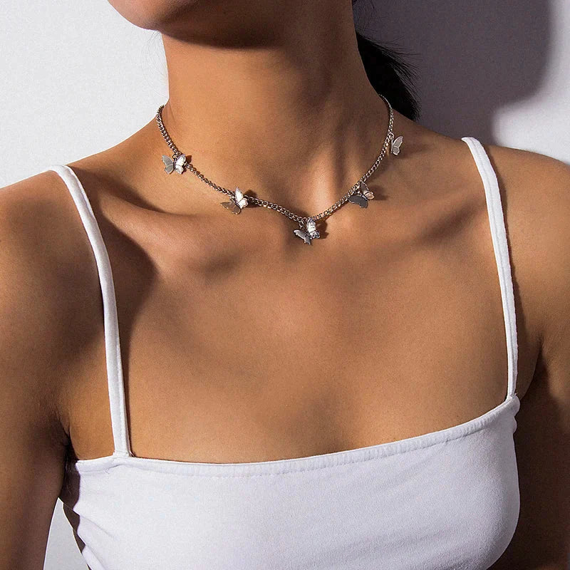 Boho choker with butterfly pendants