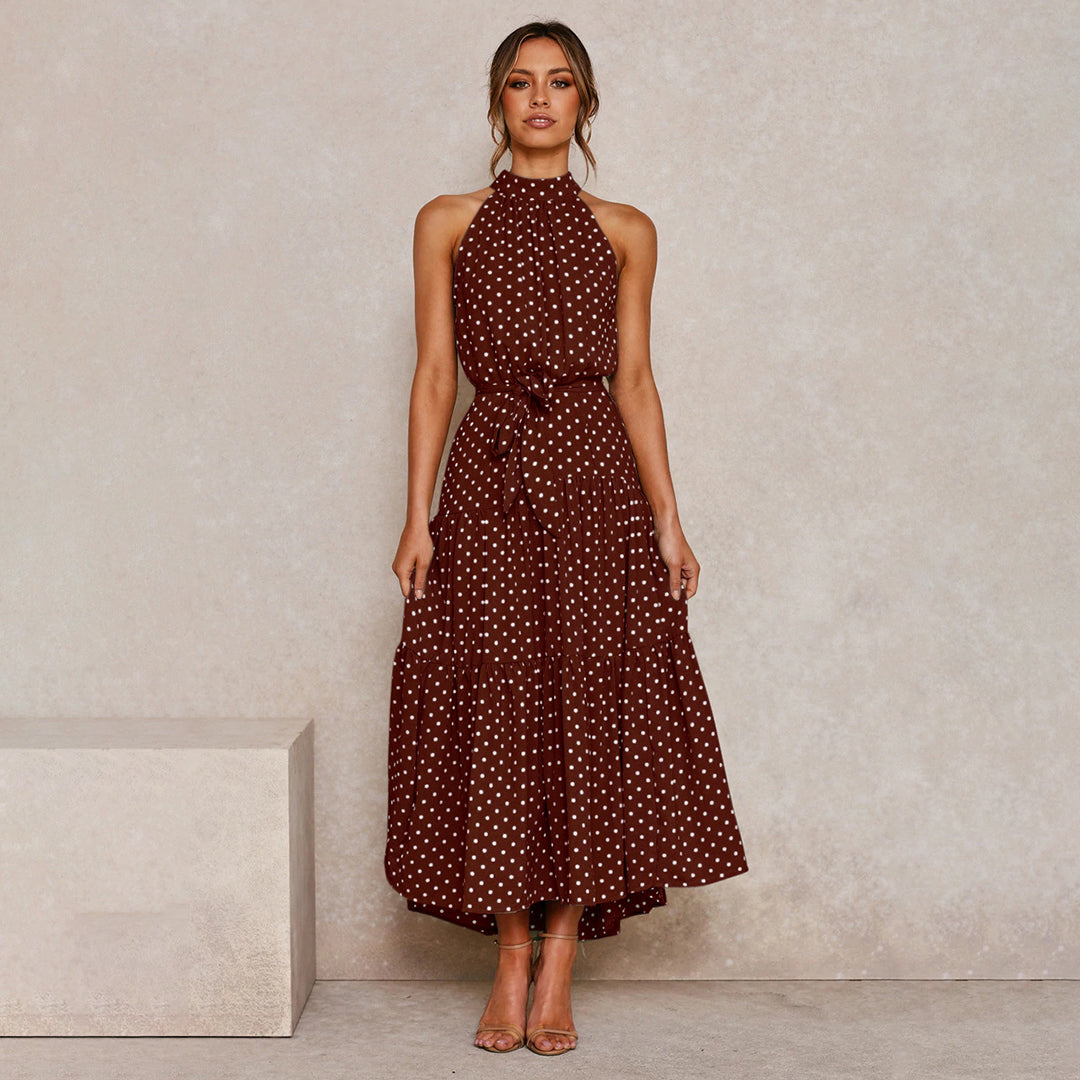 Elegant long polka dress