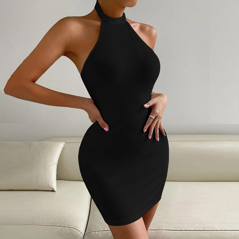 Stand collar sleeveless hip wrap dress