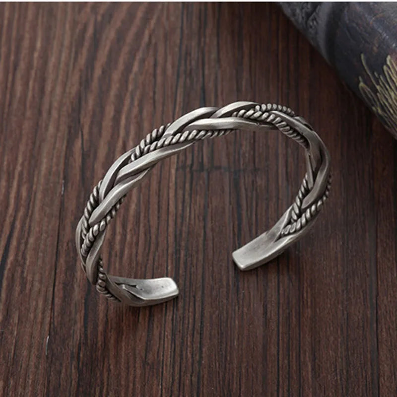Helix - Twisted sterling silver bangle with rope detail