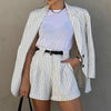 Striped blazer with matching shorts set