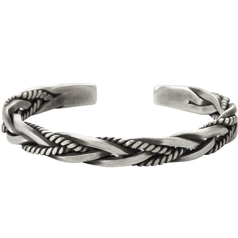 Helix - Twisted sterling silver bangle with rope detail