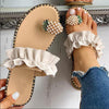 Ruffled sandals with pineapple detail