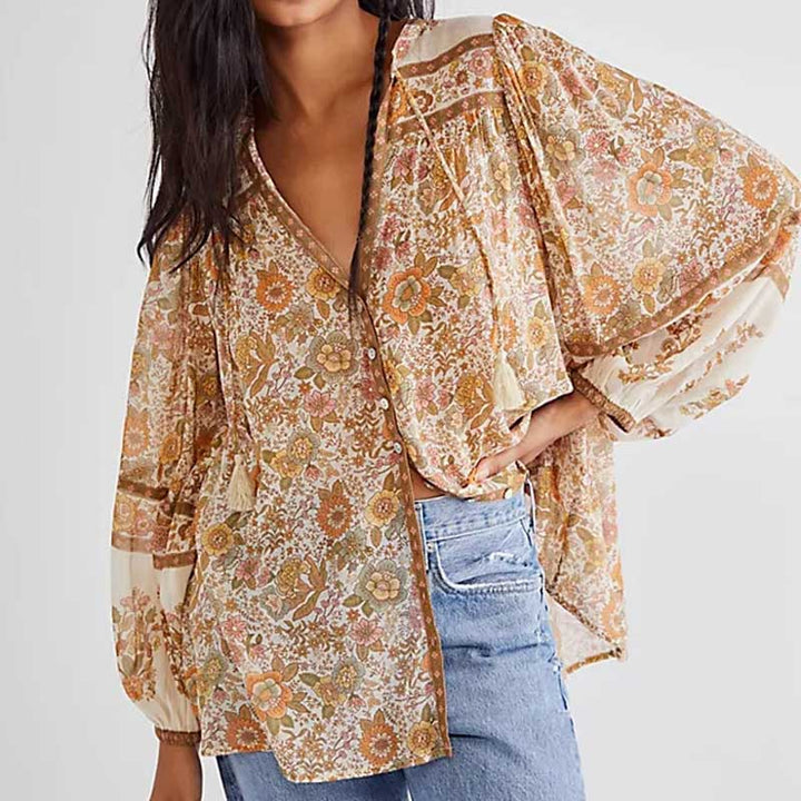 Bohemian blouse with tassel details