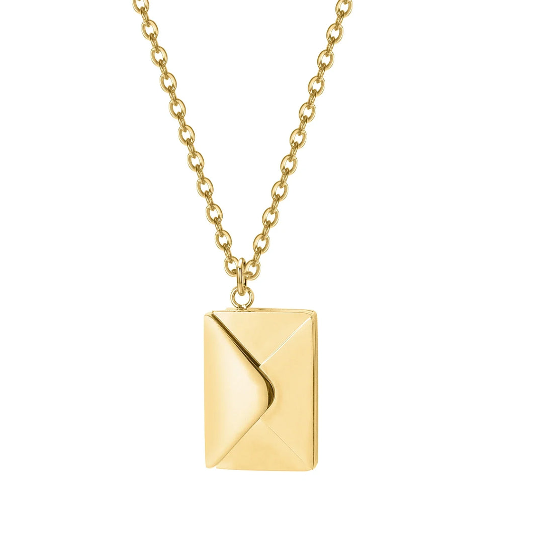 Geometric pendant necklace with envelope