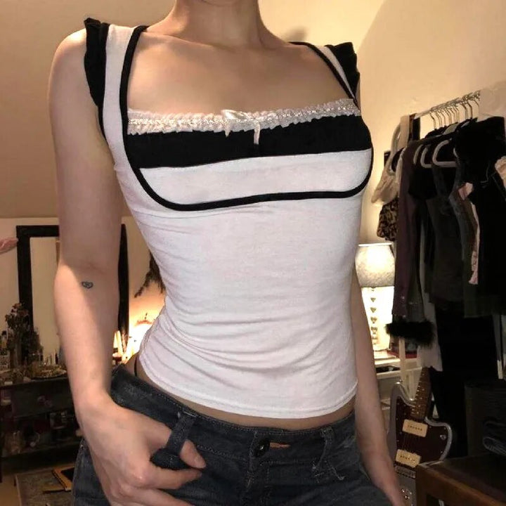 Women's Mesh and Ruffles Crop Top