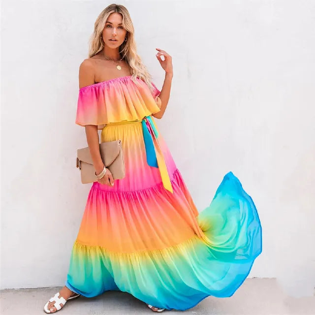 Long dress with ruffles