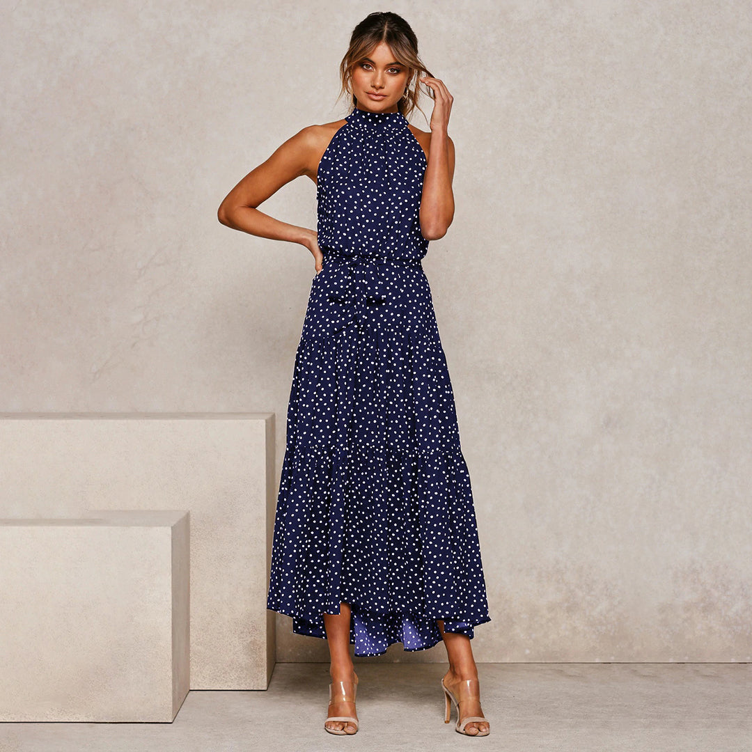 Elegant long polka dress