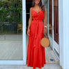 Buttoned maxi dress with V-neck and belt