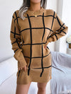 Chic chequered long-sleeved dress