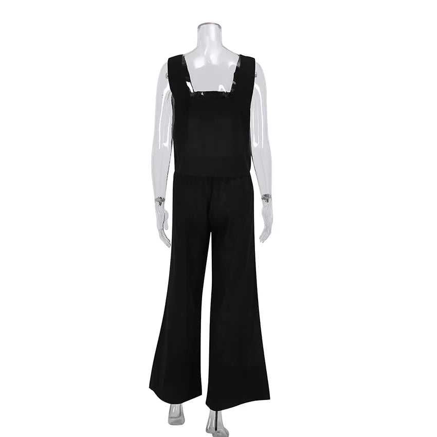 Flowing wide trousers with matching tank top