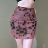 Trendy layered mini skirt with abstract print