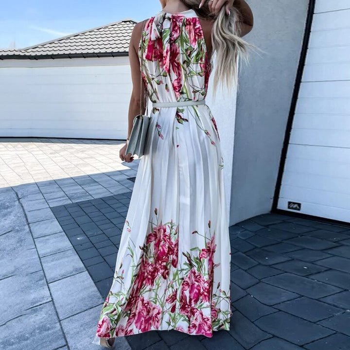 Floral maxi dress with pleats