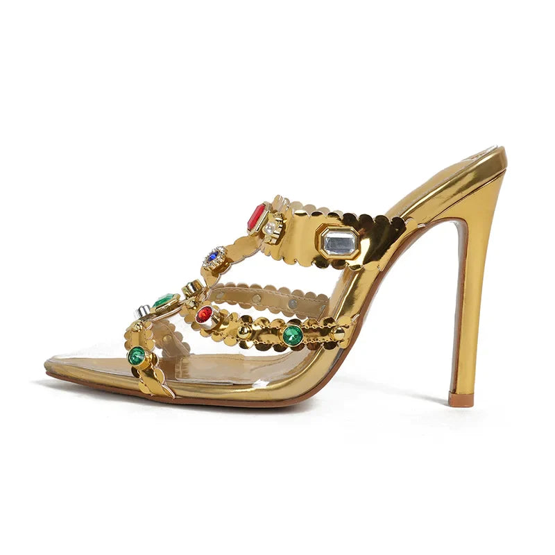 Jewelled stilettos with transparent design