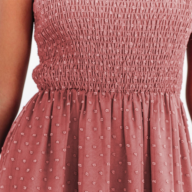 Airy maxi dress with a delicate polka dot pattern