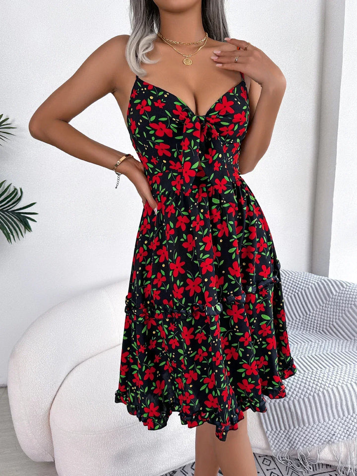 Open floral dress with spaghetti straps