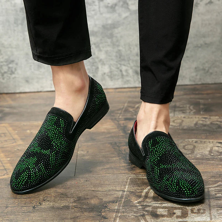 Loafers with rhinestone embellishments