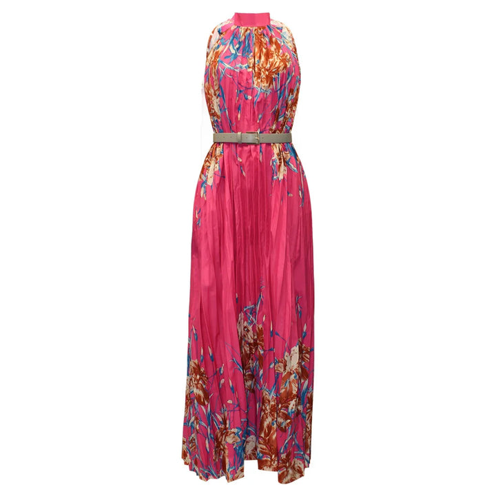 Floral maxi dress with pleats