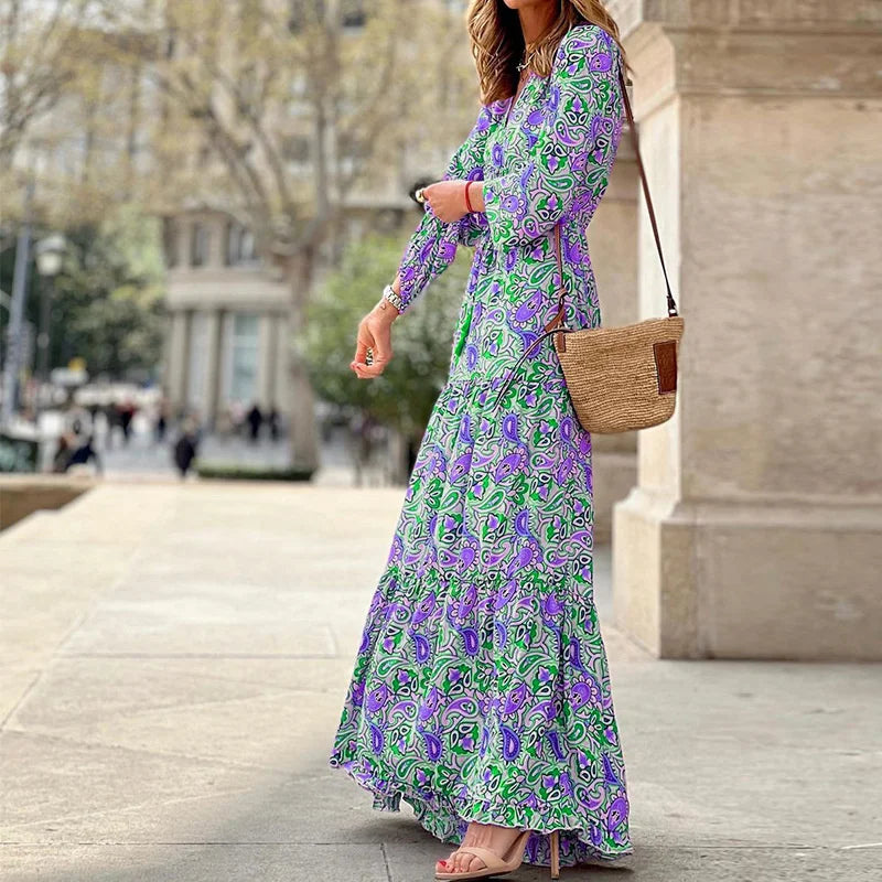 Bohemian maxi dress with paisley pattern