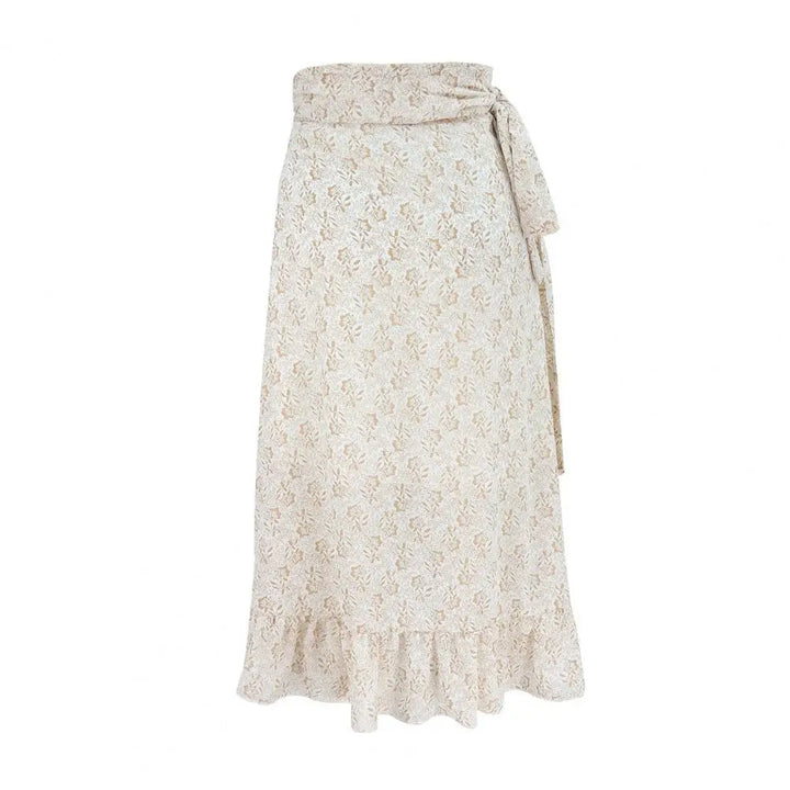 Flowing midi skirt with lace overlay