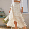 Flowing midi skirt with lace overlay