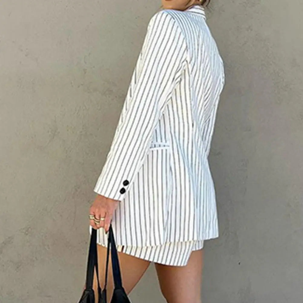 Striped blazer with matching shorts set