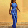 Jumpsuit with one shoulder and adjustable waist