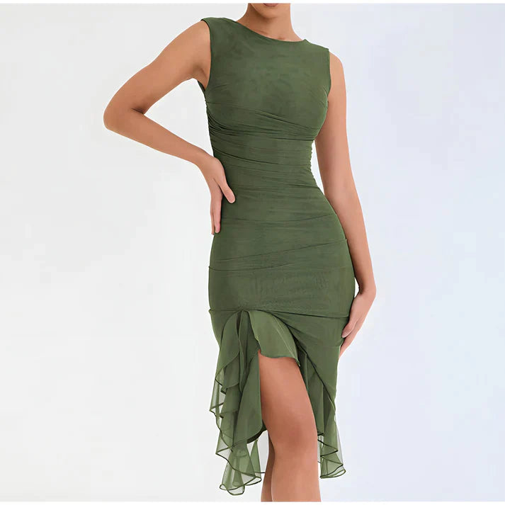 Elegant bodycon dress with ruffles