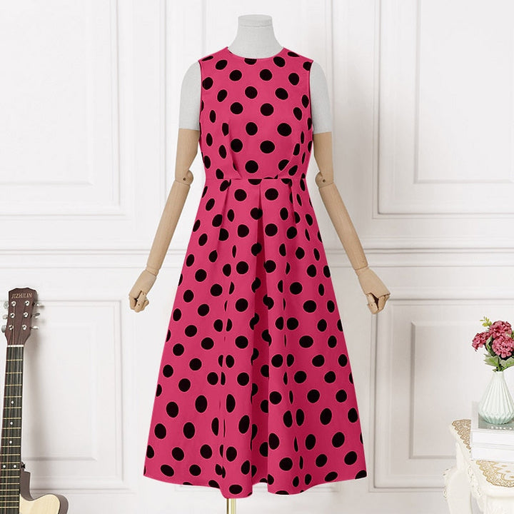 Midi dress with polka dot pattern