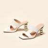 Elegant sandals with heel and square toe