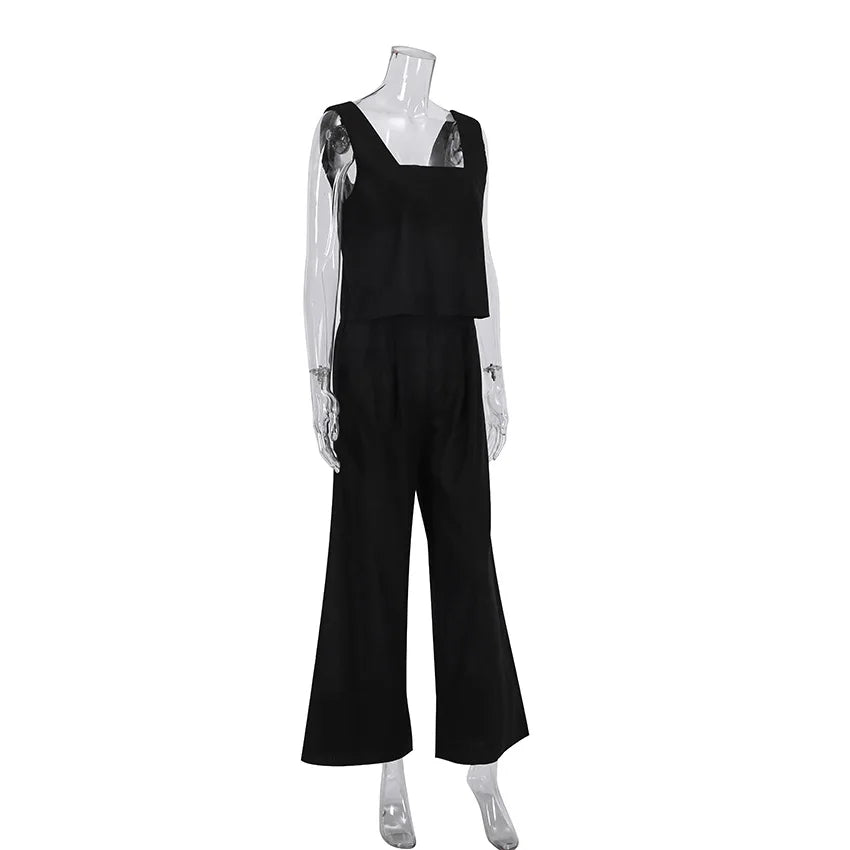 Flowing wide trousers with matching tank top