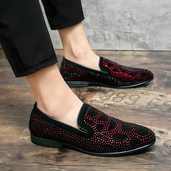 Loafers with rhinestone embellishments