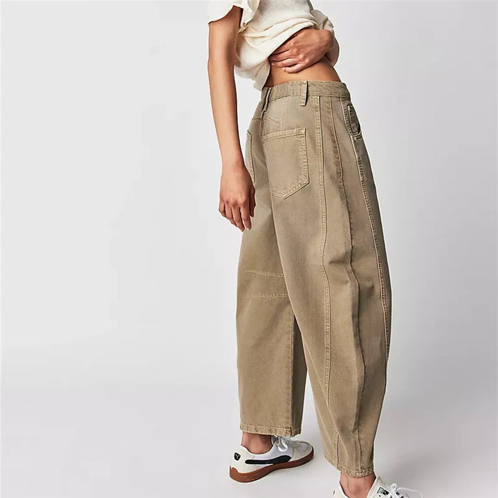 High-rise utility jeans with wide leg