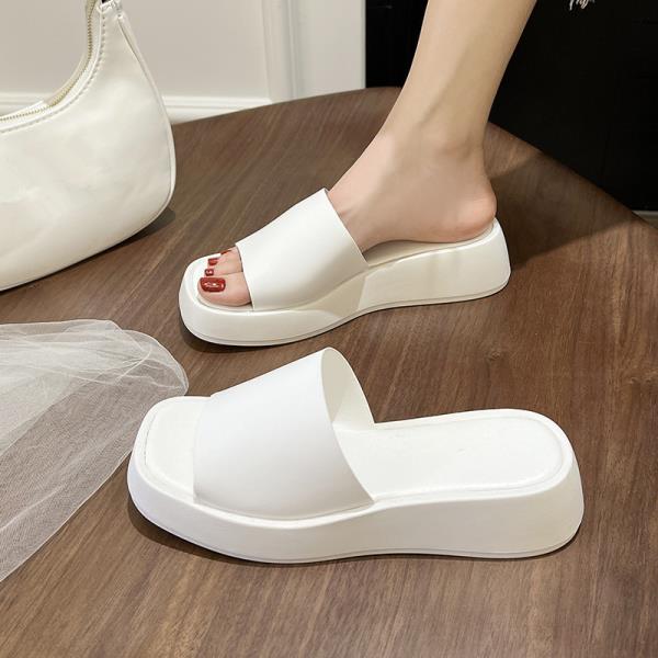 Minimalist slide sandals with wide strap