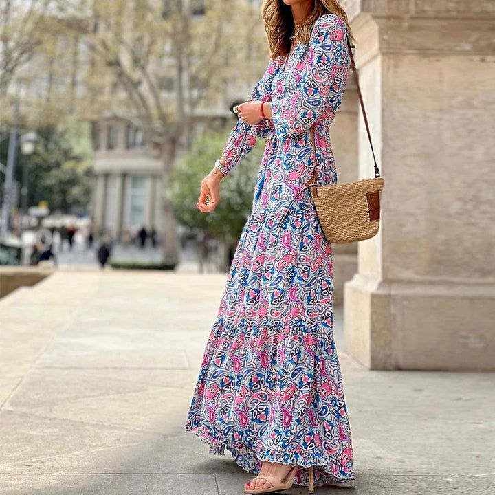 Bohemian maxi dress with paisley pattern