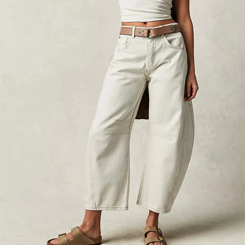 High-rise utility jeans with wide leg