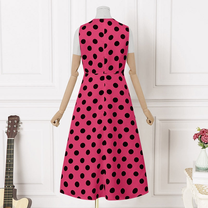 Midi dress with polka dot pattern