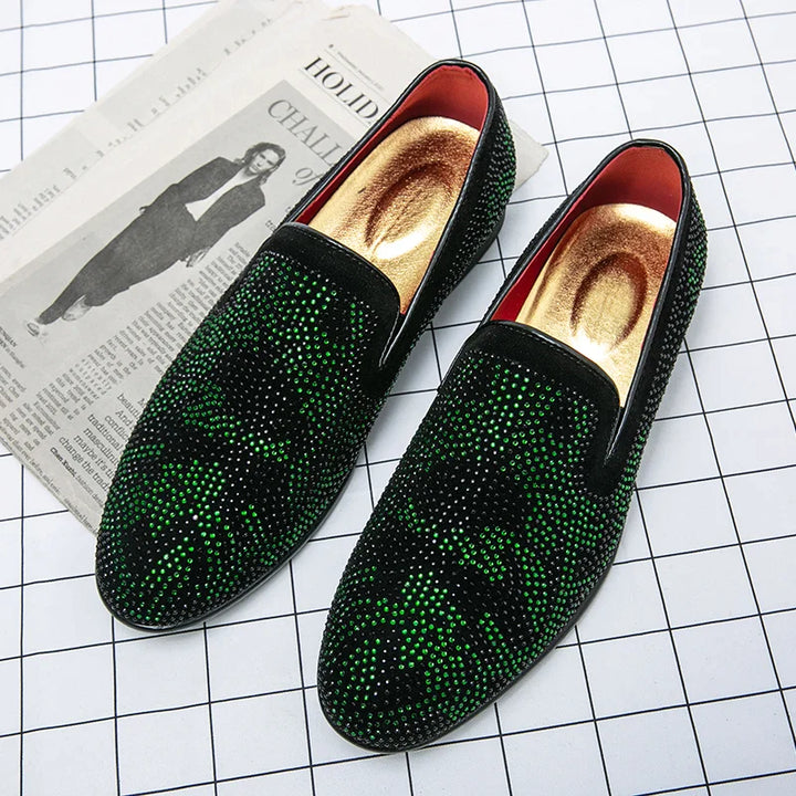 Loafers with rhinestone embellishments