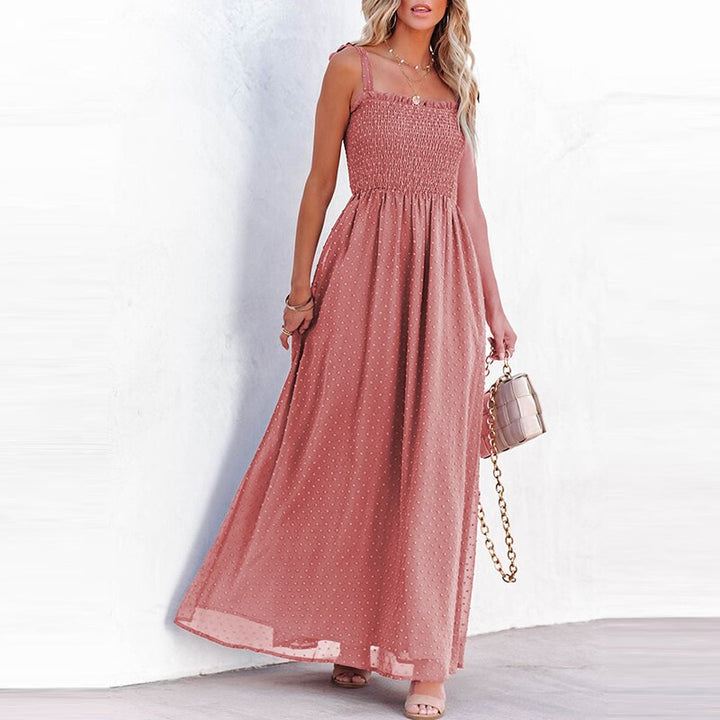 Airy maxi dress with a delicate polka dot pattern