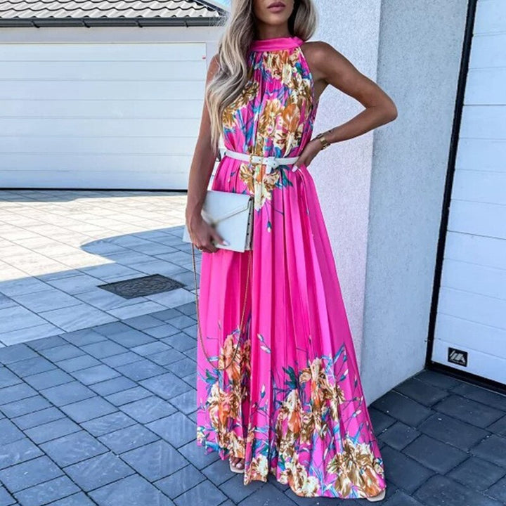 Floral maxi dress with pleats