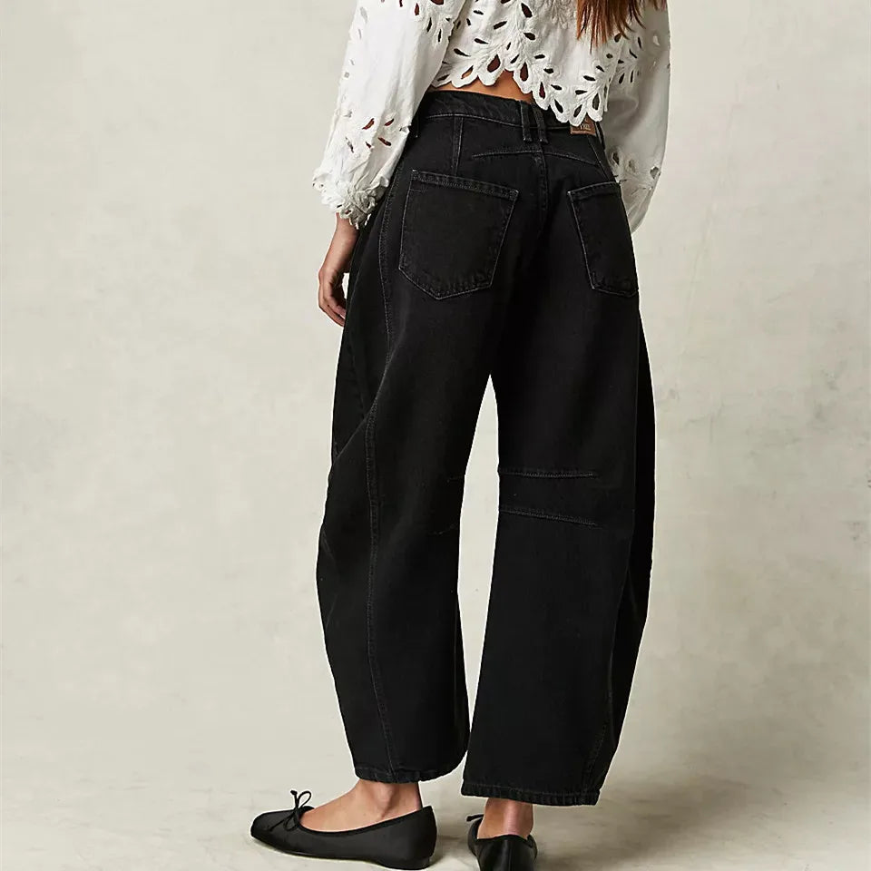 High-rise utility jeans with wide leg