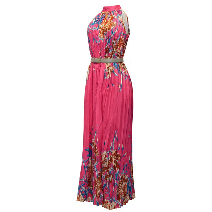 Floral maxi dress with pleats